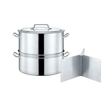 CONCORD Extra Large Outdoor Stainless Steel Stock Pot Steamer and Braiser Combo