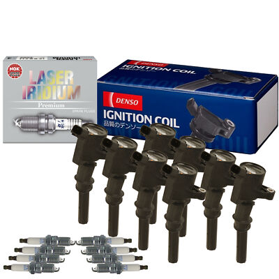 Denso 8 Ignition Coils & NGK 8 Laser Iridium Spark Plugs Kit For Town Car 4.6 V8