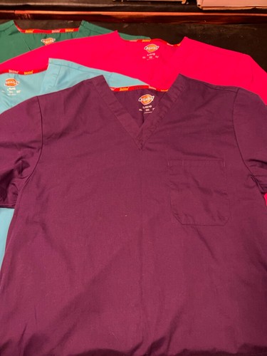 4 Pack Dickies Large V-neck Short Sleeve Medical Scrub Top Healthcare Nurse GS1 - Picture 6 of 9