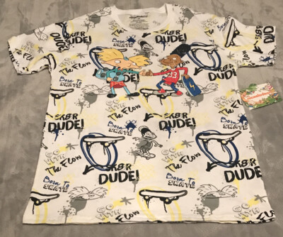 Hey Arnold Shirt Mens Medium Nickelodeon White Short Sleeve NEW NWT