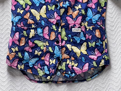 Crest Cottons Multicolored Butterfly Pattern Size XS Scrub Jacket Style 9199 - Picture 4 of 9