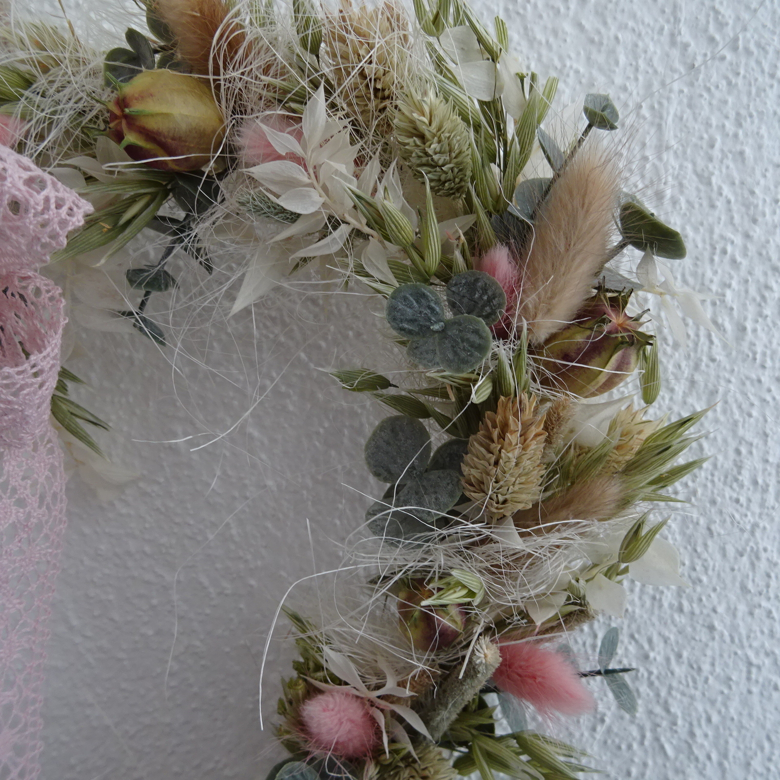 Türdeko Fensterdeko Dekokranz Dekoherz Herz altrosa Trockenblumen ...