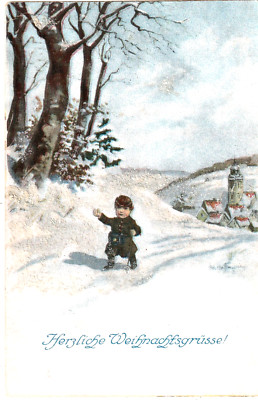 AK  Ad. Hoffmann: 1914 - Winter - zu Fuß im Schnee (3)- Verlag: W+S+S+B  1749/2
