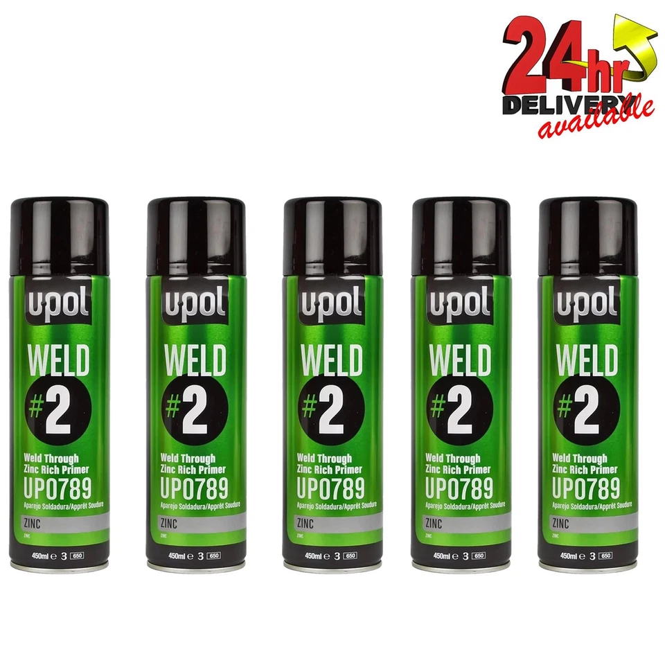 5 x U-Pol Soldadura #2 Imprimación de zinc Pintura en aerosol Secado rápido Adhesión UPol