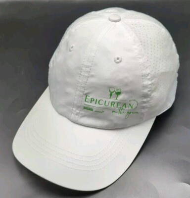 EPICUREAN ON THE GREEN hat lightweight white adjustable cap