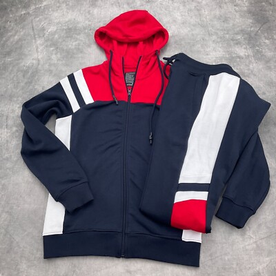Jordan Craig Tracksuit Men Small Red White Blue Color block Hoodie
