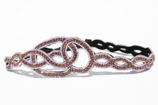 Purple Bridesmaid Bridal Wedding Rhinestone Beaded Headband/Adjustable Elastic