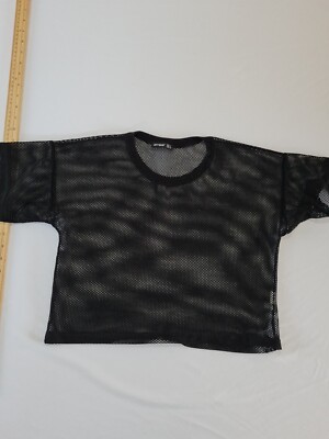Ladies Cropped T-Shirt Ambar Size S Black Sheer 13413