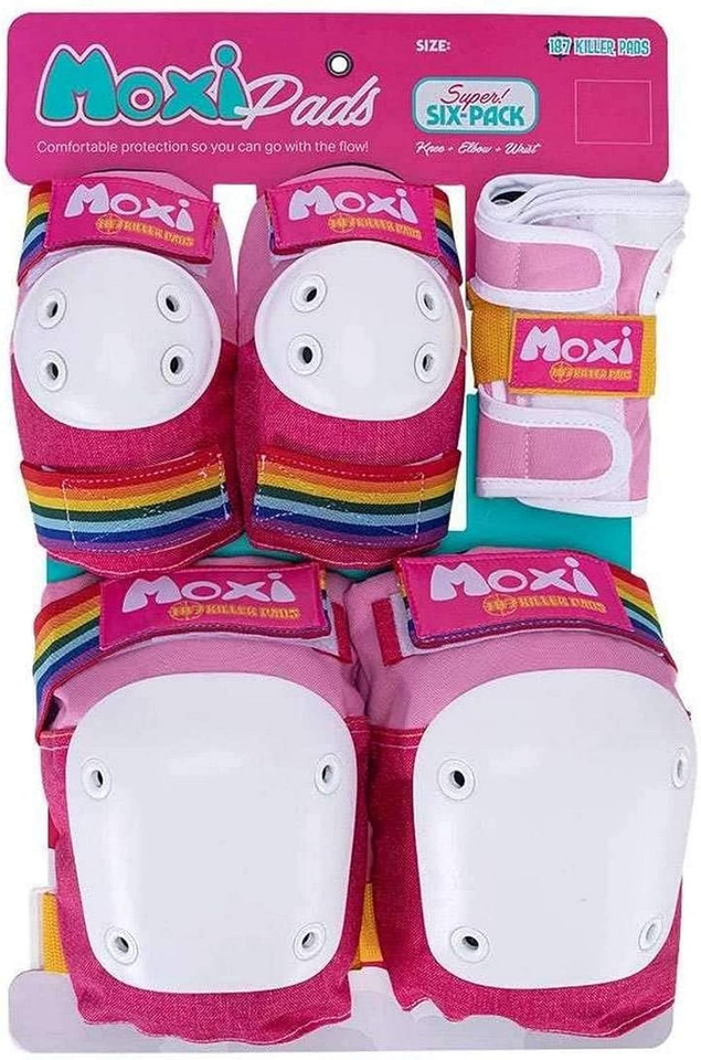 Moxi Skate Knee Pads, Elbow Pads, and Wrist Guards, Six Piece Pad Set