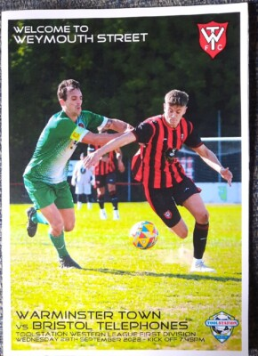 #ad WARMINSTER TOWN v BRISTOL TELEPHONES TOOLSTATION WESTERN LEAGUE 1ST DIV 2022 GBP 3.50