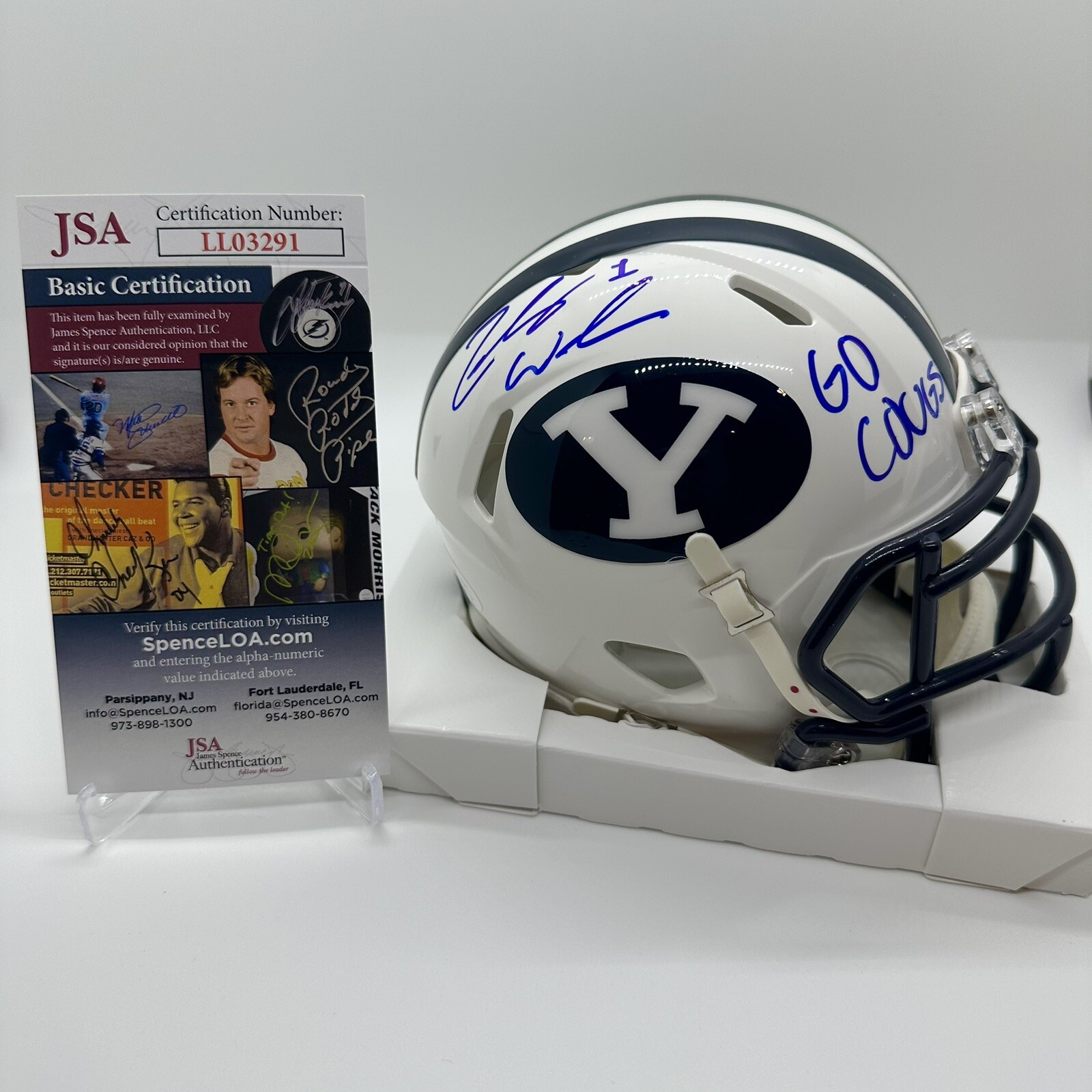 Zach Wilson Autographed BYU Cougars Speed Mini Helmet Go Cougs Signed JSA 