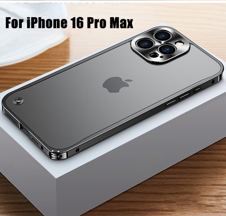 For iPhone 16 15 Pro Max 14 13 12 11 Aluminum Metal Buckle Back Case Phone Cover
