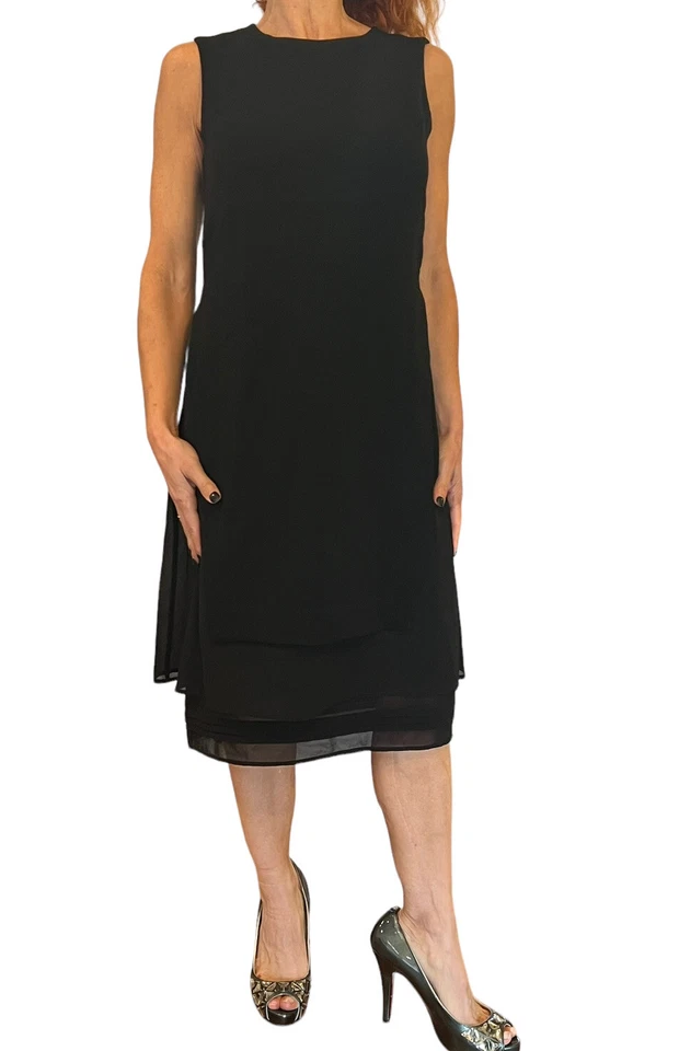 VESTIDO DE CÓCTEL PARA MUJER MAX MARA NEGRO SIN MANGAS EN CAPAS UNA LÍNEA TALLA 6 Foto 2 de 4
