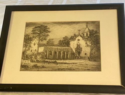 Original Art Artist MB Cole Framed And Matted VTG #22 Texas Mission Goliad - Picture 10 of 11