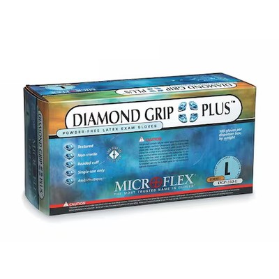 Ansell Dgp-350-M Microflex Diamond Grip Plus Disposable Gloves, 5.5 Mil, Latex,