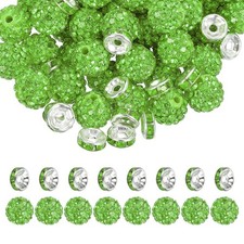 120Pcs Rhinestone Beads, 10mm Bead/8mm Crystal Spacer Light Green