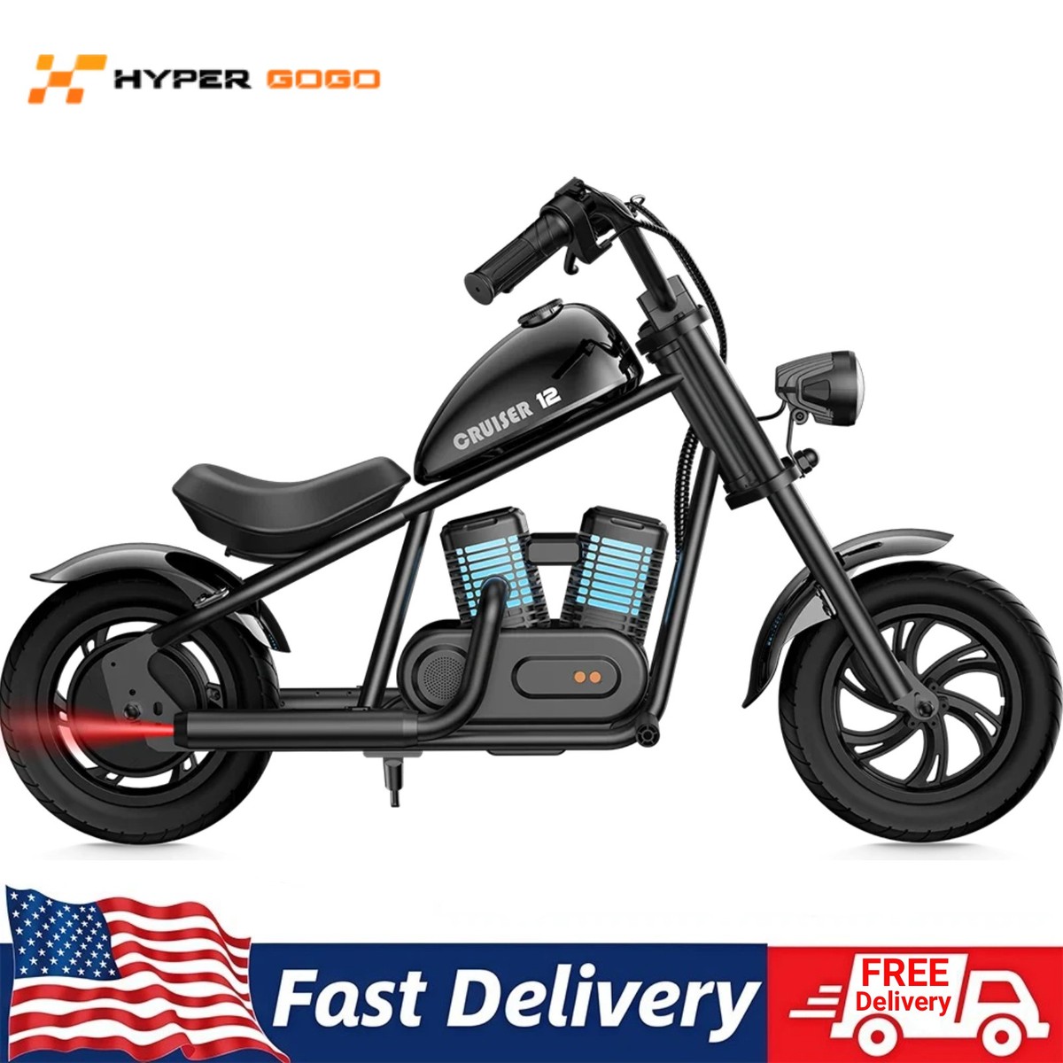 HYPER GOGO Cruiser 12 Plus Kids Electric Motorbike Retro-Style for