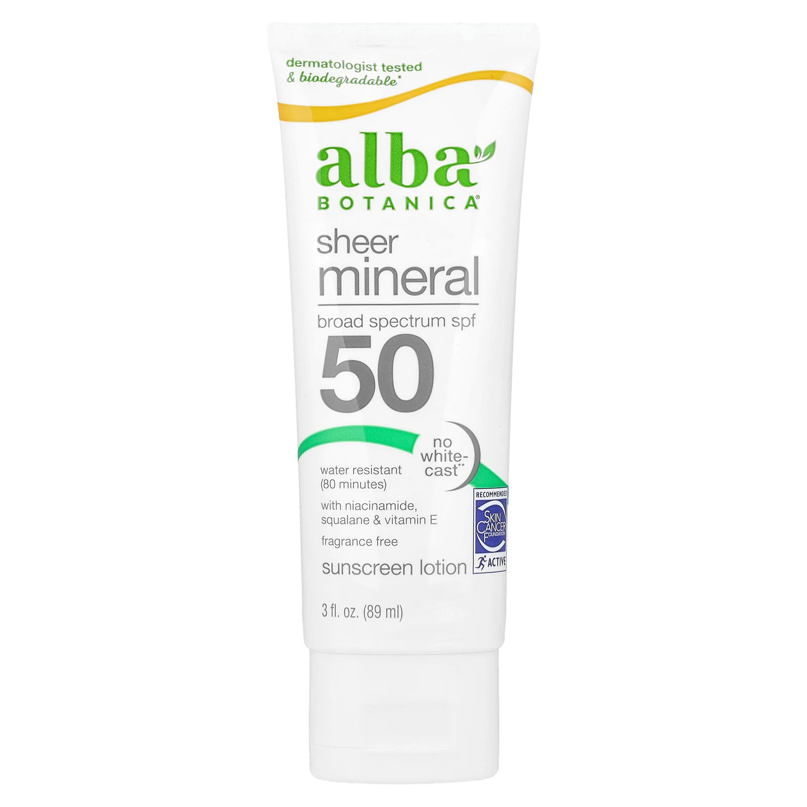 Sheer Mineral Sunscreen Lotion, SPF 50, Fragrance Free, 3 fl oz (89 ml)