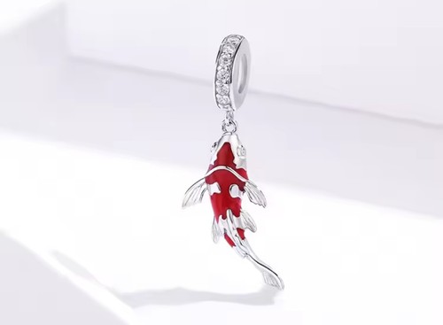 S925 Silver Koi Fish Dangle Charm For Charm Bracelet By Safun - Picture 3 of 4