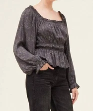 Grade & Gather Purfectly Leopard Satin Blouse Size S