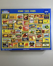 White Mountain 1000 Larger Piece Puzzle ICONIC STATE FOODS - 2021- preowned