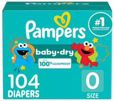 Pampers 104 Pack Baby Dry White Unisex Newborn 0 Disposable Diapers