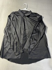 Dress Shirt Fashion Nova for Men Size 1X Fits Like Medium Black 95% Polyester