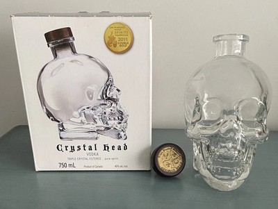 Crystal Head Skull Vodka EMPTY Bottle Triple Diamond with Cork Box