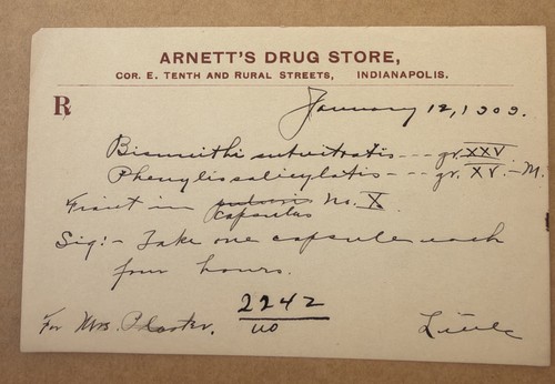 2 - Antique Prescriptions Pharmacy Medicine Drug Arnett’s Drug Store 1909 Indpls