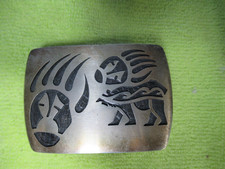 Vintage Sterling Silver Hopi Navajo Bear Claw Belt Buckle 50.4 grams