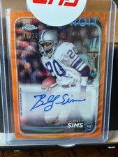 Billy Sims 2024 Topps Chrome True Orange Refractor Auto 08/25 Detroit Lions