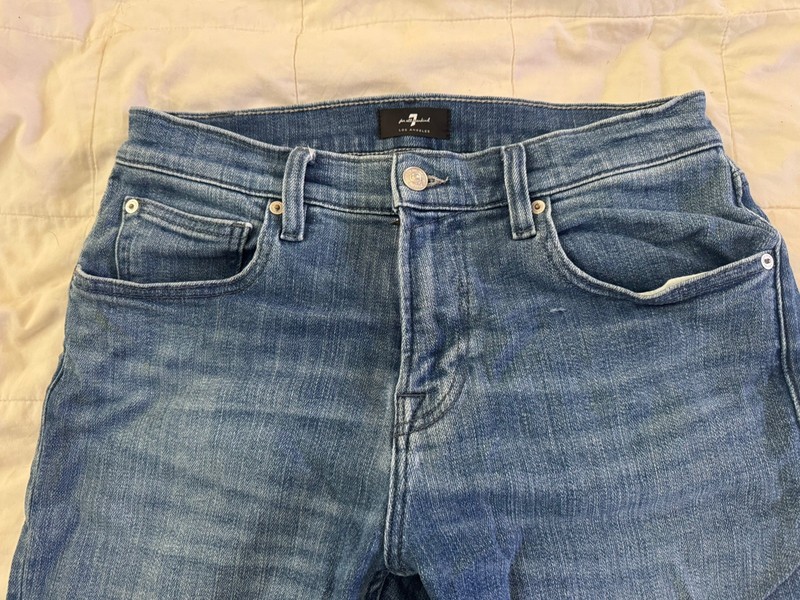 7 for All Mankind 32x30 Stretchy Mid Wash Mid Rise Skinny Jeans