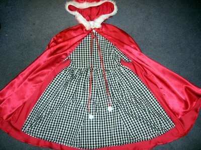 Grinch Cindy Lou Who Handmade Halloween Costume Size 2 Black Gingham & Red Satin