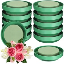 Large Flower Foam with Bowl Kit 12 Sets 6.5 Inch Round Floral Foam Blocks