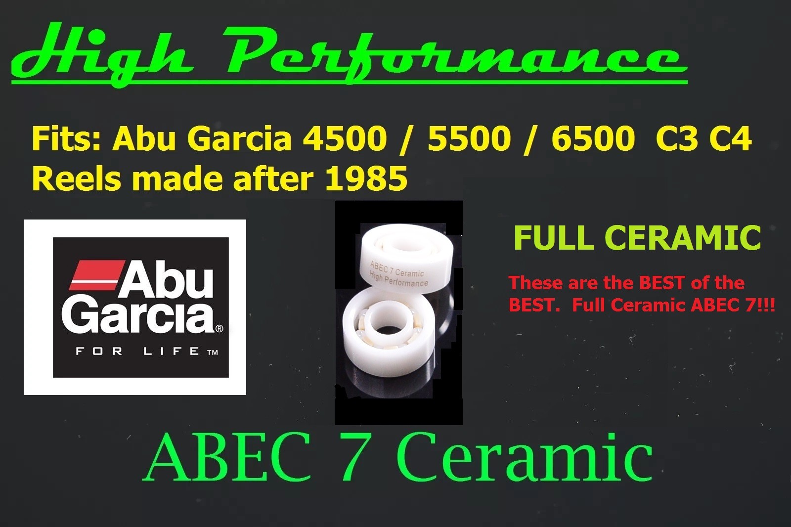 ABEC 7 Ceramic Bearings for Abu Garcia 4500 5500 6500 C3 C4 