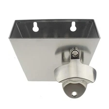 Wall-Mounted Bottle Opener 304 Stainless Bottle Cap Catcher with Drained Holes