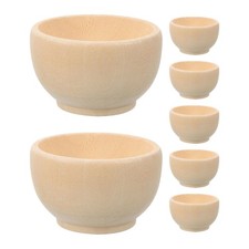 7 Pcs Children's Wooden Bowl Graffiti Model Blank Chip Bowls Party