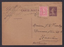 FRANCE 1928, Pre-stamped postcard Mi# P30 from Paris to Haarlem Holland