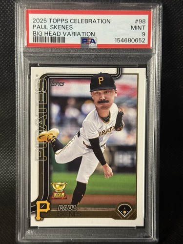 2025 Topps Celebration Paul Skenes Big Head SSP Pittsburgh Pirates PSA 9