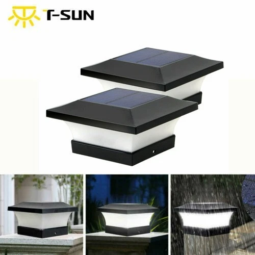 2PACK LED Solar Deck Post Cap Lights 4x4'' Landscape Lamp Fence Path Stair Lamps
