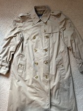 Vintage Women  s Burberry Long Trench Coat Nova Check 12 XL Beige
