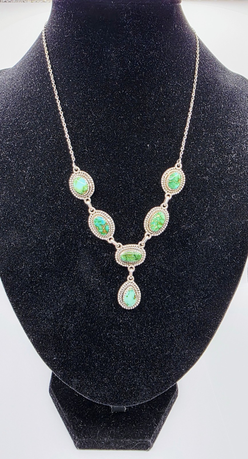 Sterling Silver Turquoise Dangle Statement Neckla… - image 1