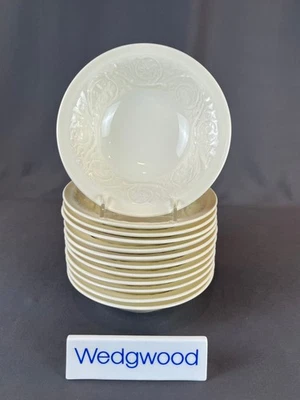 12 Wedgwood PATRICIAN 6 ½” Coupe Cereal Bowls Cream Embossed Scrolls: MINT - Image 1 of 4
