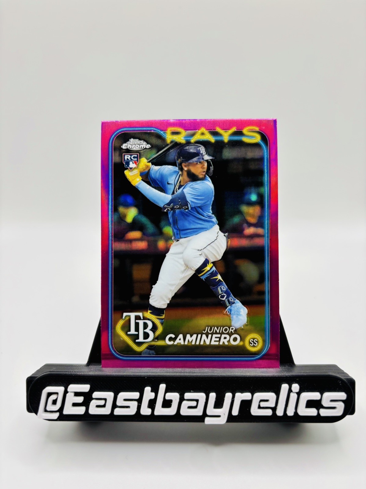 2024 Topps Chrome #213 Junior Caminero (RC) Pink Refractor Tampa Bay Rays