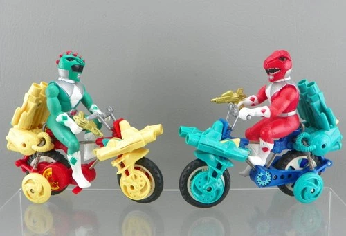 Vintage Mega Rangers Power Rangers KO Bootleg Green & Red Power Bike Lot Scarce