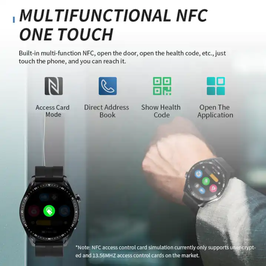 HW28 スマートウォッチ　黒 HW28 Eternal Classical Wireless Charging Smart Watches