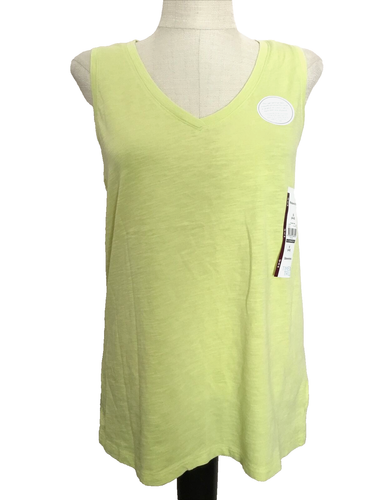 TIME AND TRU RELAXED FIT SLEEVELESS V-NECK LIGHT GREEN KNIT TANK  SZ S - Picture 1 of 8