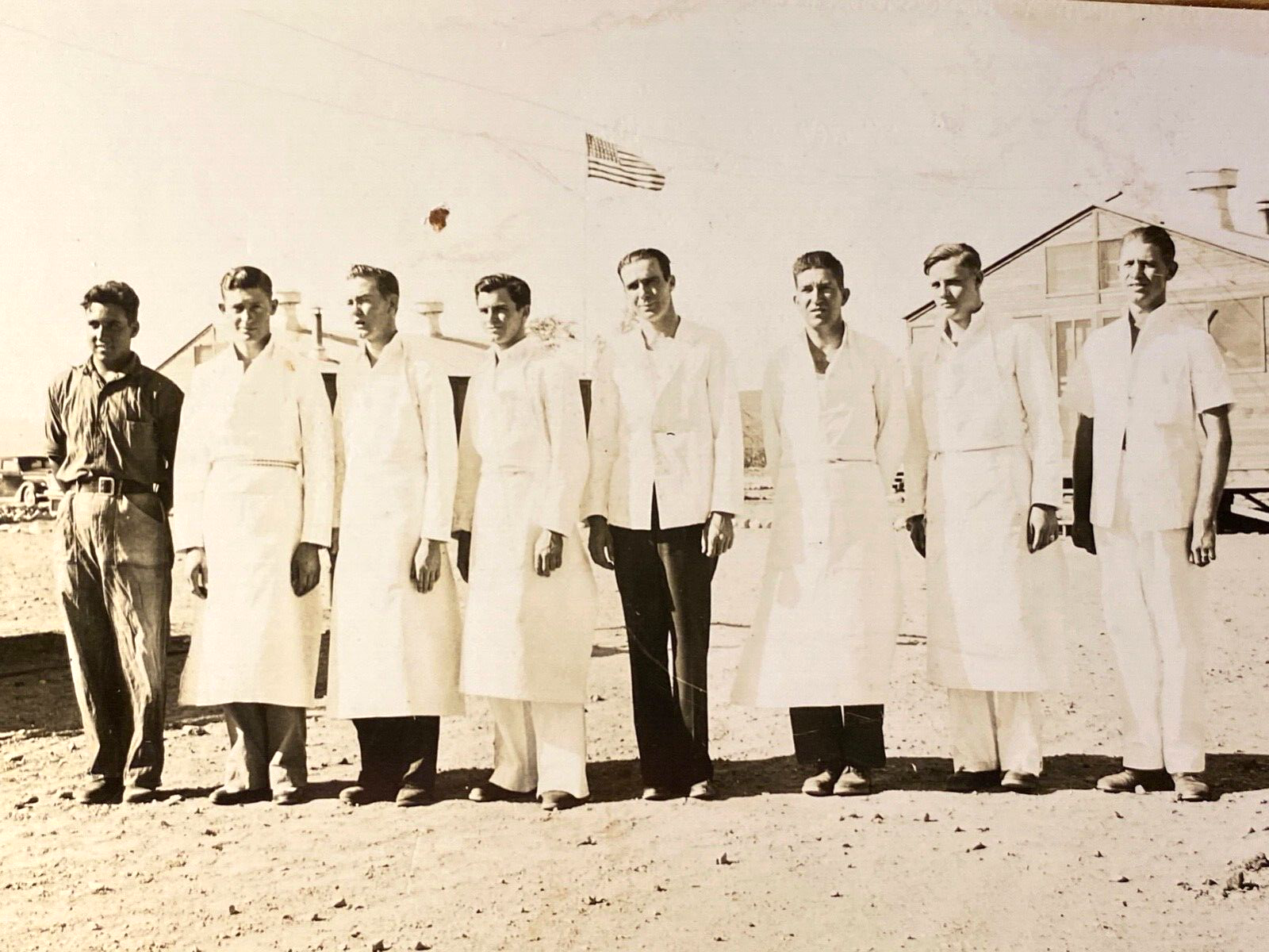 1940s WWII RPPC: MILITARY BASE DOCTORS vintage real photograph postcard UNPOSTED
