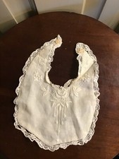 ANTIQUE HAND EMBROIDERED BABY OR DOLL BIB
