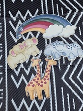 Vintage 1996 Noah's Ark Nursery wall decor elephants giraffes rainbow hippos
